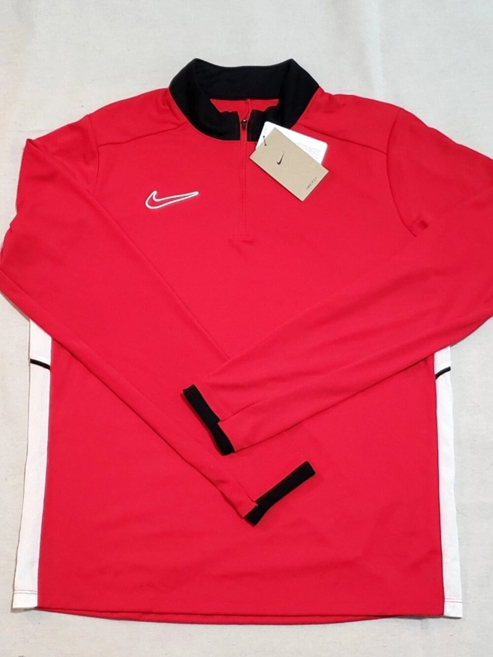 Nike Academy Men's L Red Black Pullover 1/4 Zip Drill Top Dri-FIT FZ9767 657